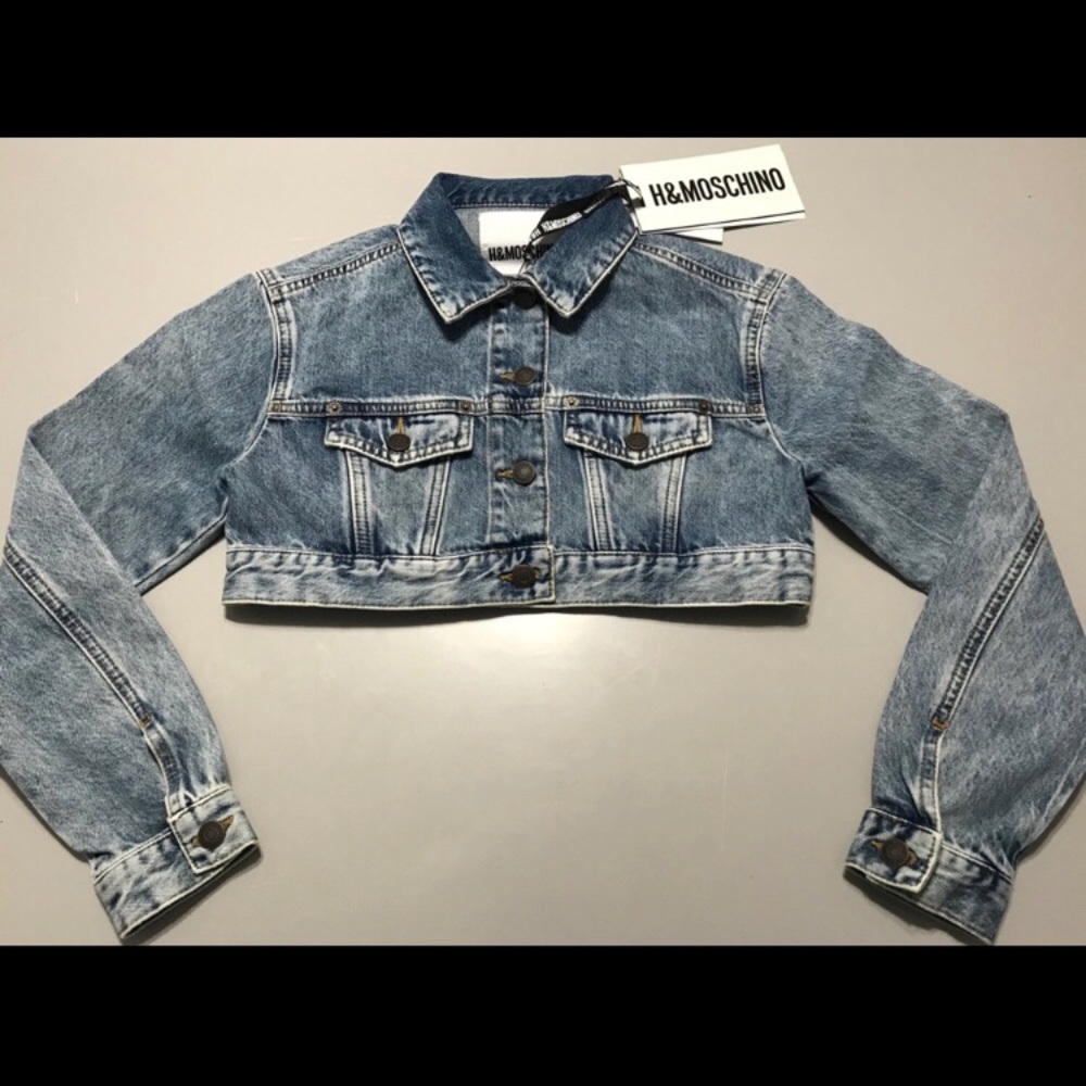NWT H & Moschino cropped denim jacket